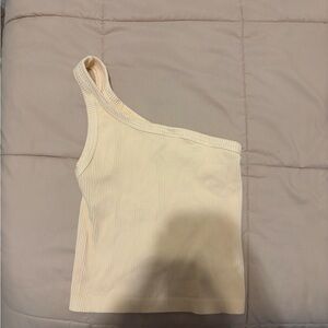 light yellow One-Shoulder Ribbed Top